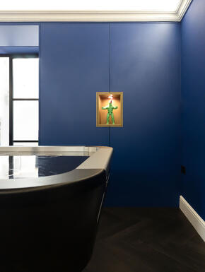Electric blue bespoke cabinets