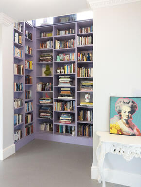 Bespoke Storage - Lilac 18ft bookcase
