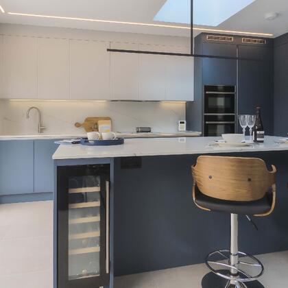 Alby Blue & Light Grey kitchen in Woodford Green