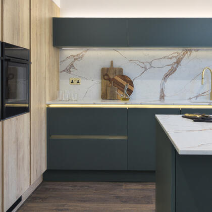Kombu Green and Oak Kitchen in Buckhurst Hill