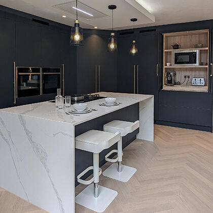 Matt Indigo Blue kitchen in Woodford Green
