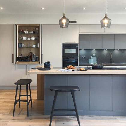 Taupe & Lead Grey Kitchen in Wanstead
