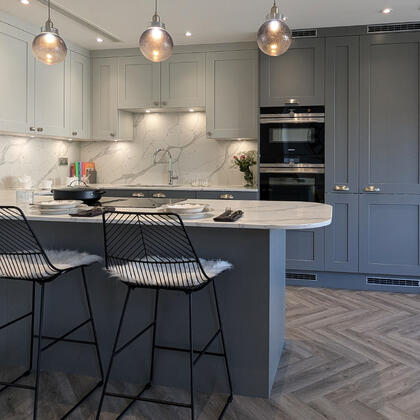 Dust and Light Grey Shaker Kitchen in Woodford