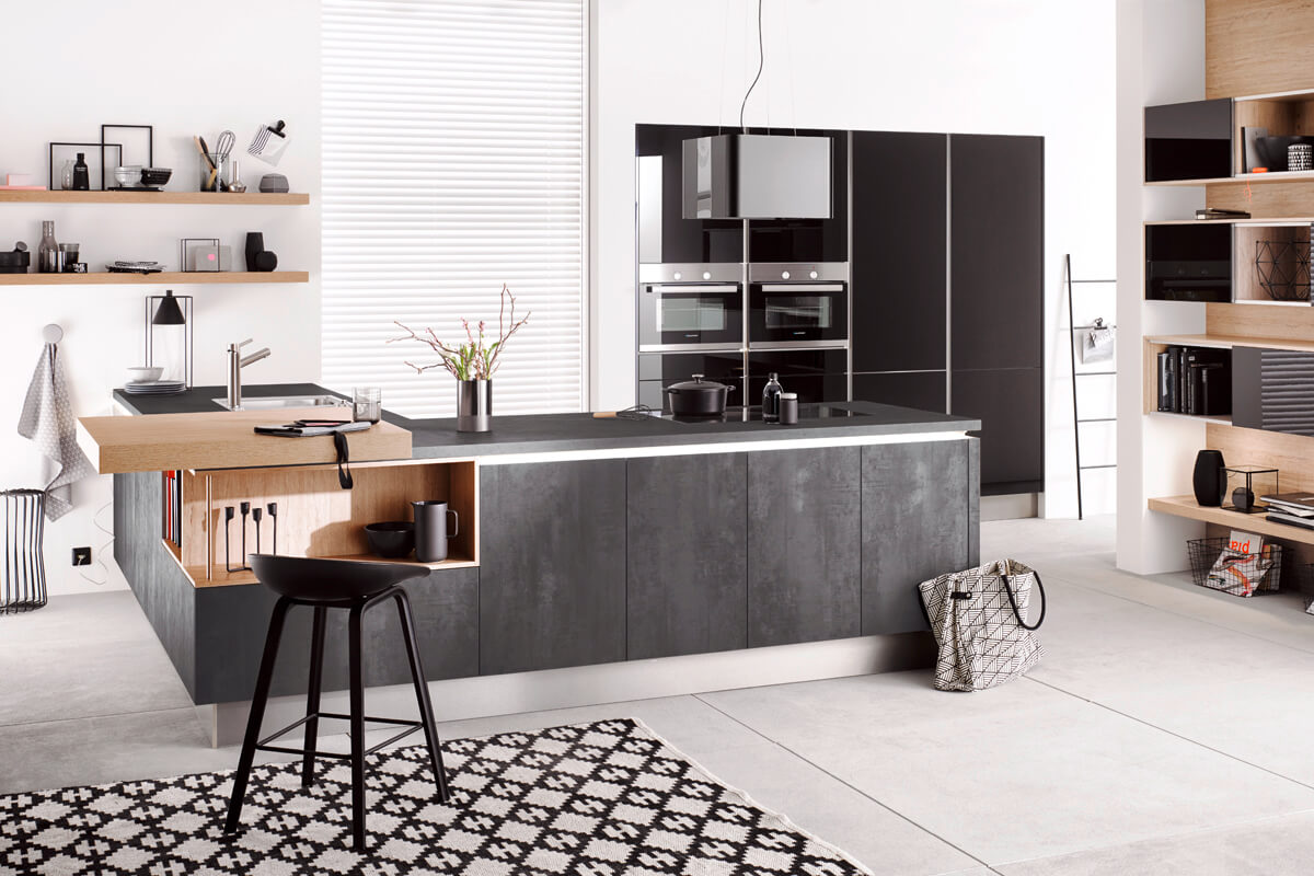 Concrete Graphite Grey and Gloss Black